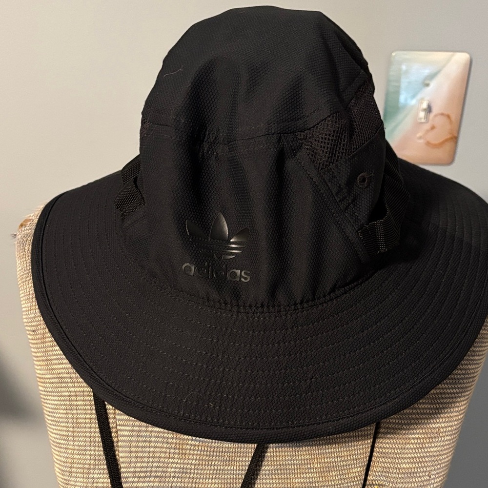 Adidas Black Trefoil Wide-Brim Adjustable Bucket Hat